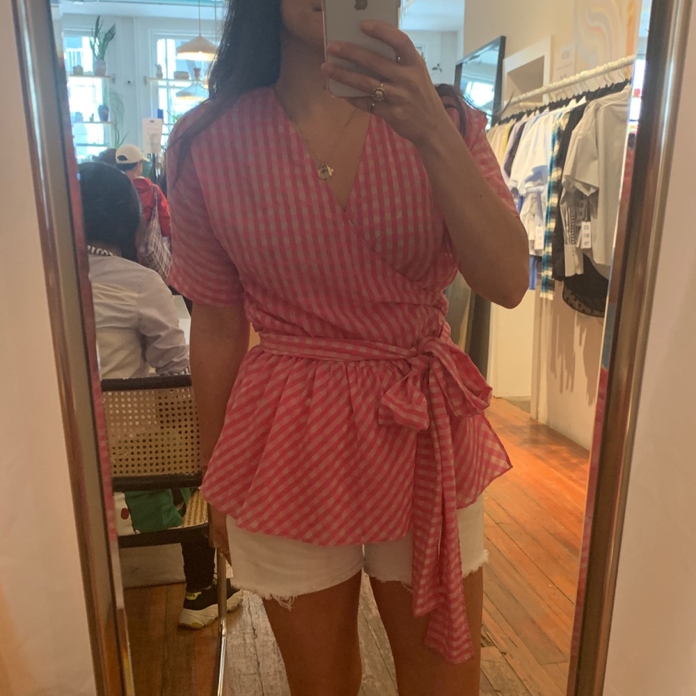 Caron Callahan Gingham pink top